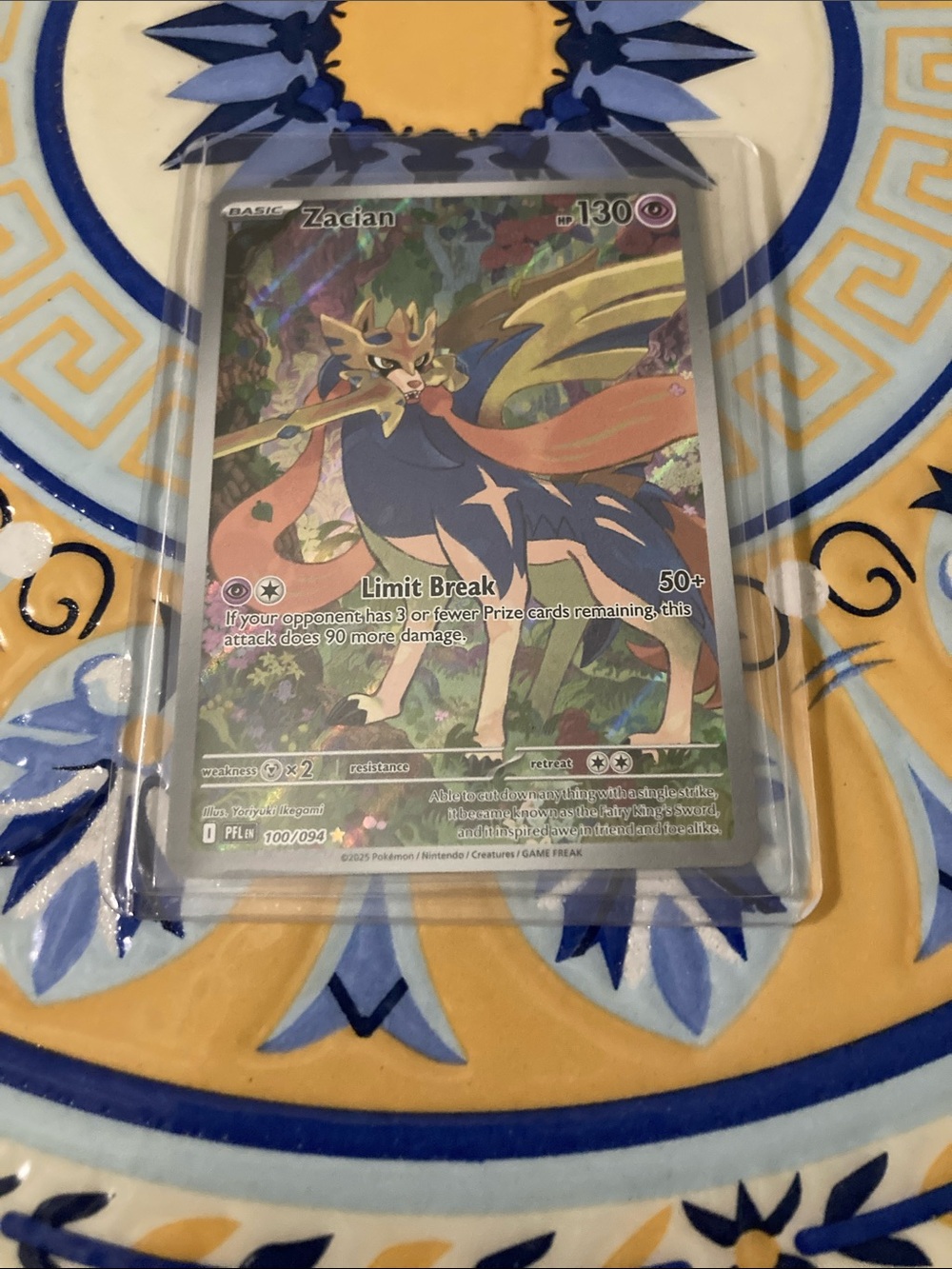 Pokemon Zacian Holographic Card - Blue, Gold, Pink